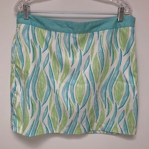 Greg Norman Skort -10 blue green white print , polyester spandex